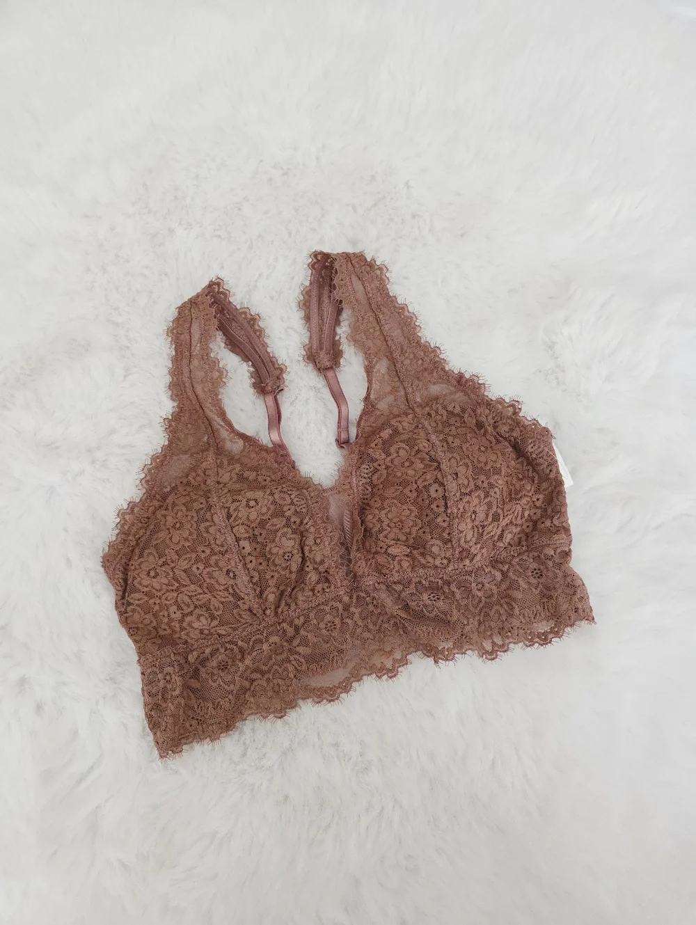 AERIE💫Eyelash Lace Padded Plunge Bralette SIZE M